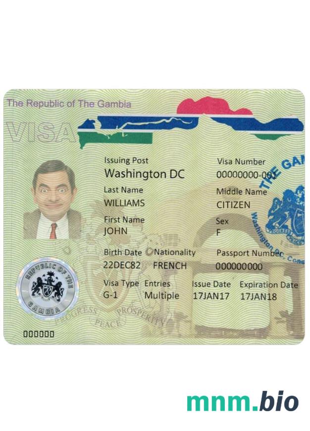 Gambia visa w pełni edytowalny PSD